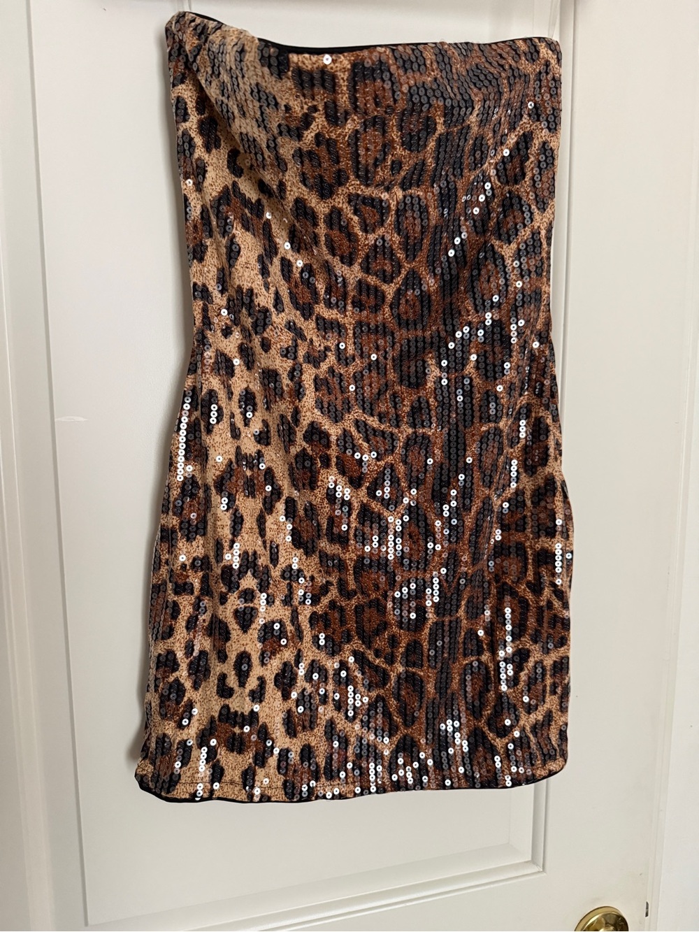 Sequin Leopard Print Kids Dress - Brown